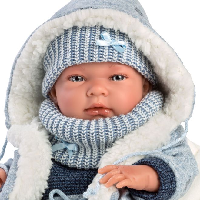 Llorens NEW BORN CHLAPEČEK - realistická panenka miminko s celovinylovým tělem - 40 cm