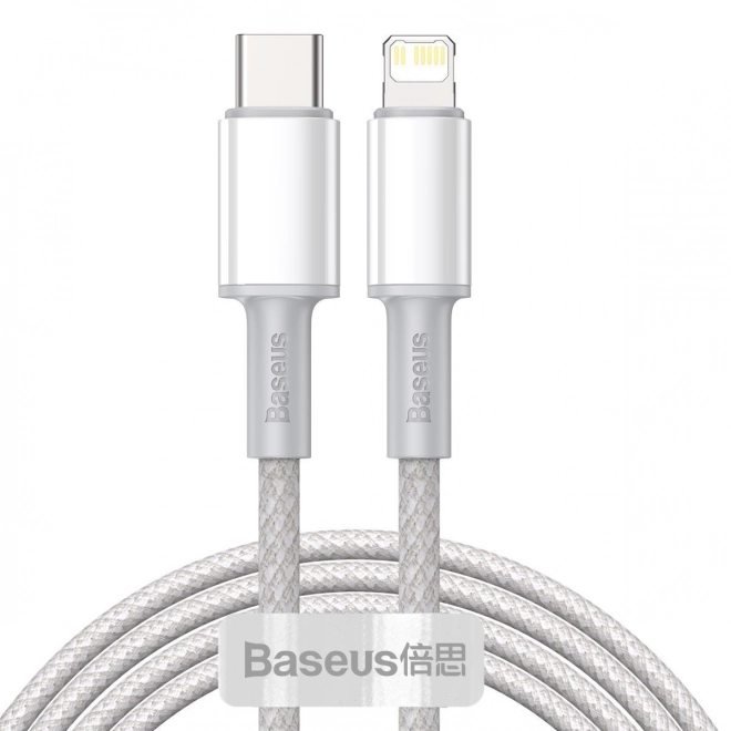 USB-C na Lightning Baseus High Density Braided Cable, 20W, PD, 2m (bílý)