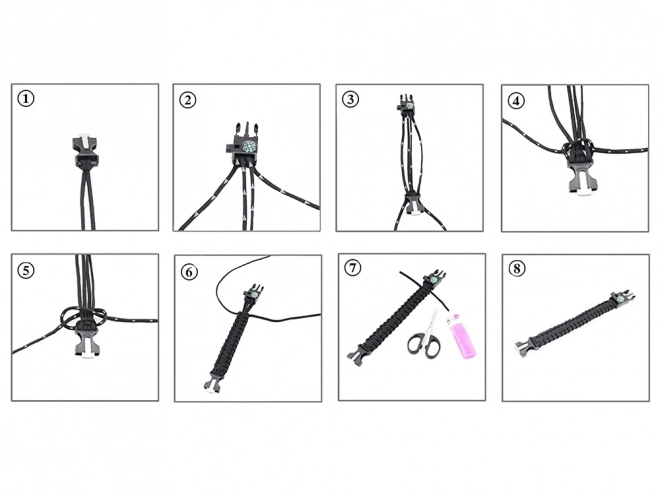 Náramek pro přežití 5v1 kompas křemenné lano nůž paracord lano