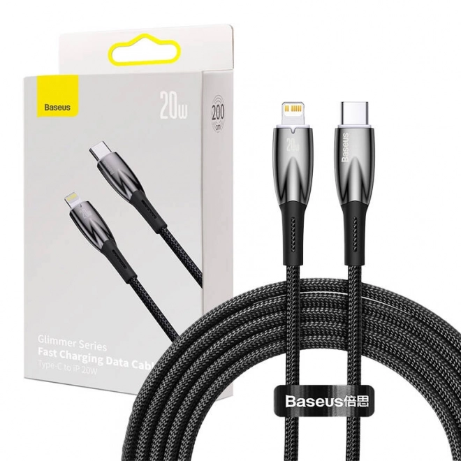 Kabel USB-C pro Lightning Baseus řady Glimmer, 20 W, 2 m (černý)