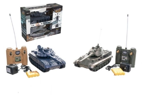 Tank RC 2ks 36cm+dobíjecí pack tanková bitva se zvukem se světlem v krabici 42x32x14cm