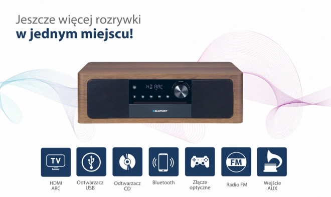 Mikrofon vše v jednom Bluetooth, HDMI ARC, optický vstup CD/MP3/USB/AUX Hodiny/Budík