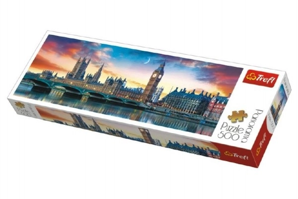 Puzzle Big Ben a Westminsterský palác, Londýn panorama 500 dílků 66x23,7cm v krabici 40x13x4cm