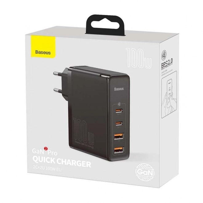 Cestovní nabíječka Baseus GaN2 Pro Quick 2x USB 2x USB-C, 100W, EU (černá)