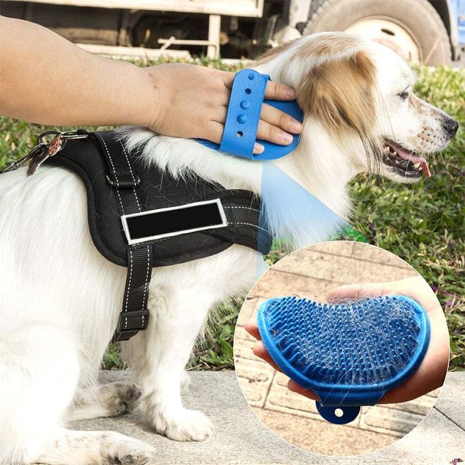 Masážní kartáč pro psy - modrý