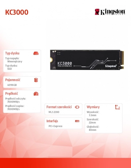 KC3000 4096GB PCIe 4.0 NVMe M.2 SSD disk