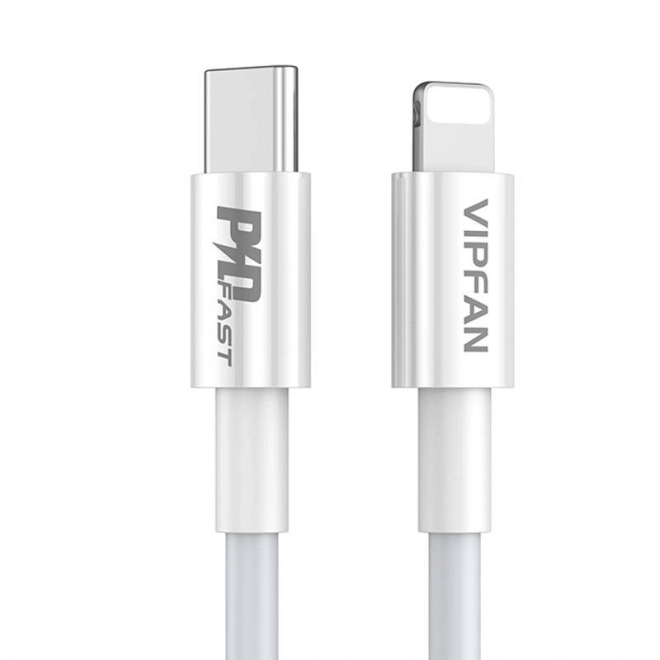 Kabel USB-C do Lightning VFAN P01, 3A, PD, 1m (bílý)