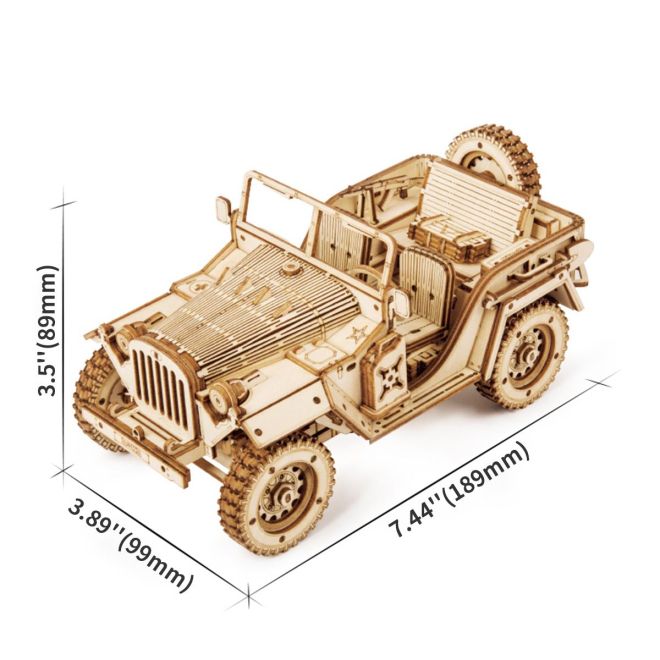 Armádní džíp - 3D dřevěné puzzle