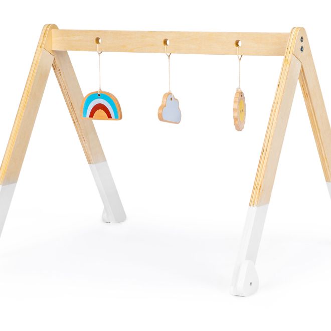 Vzdělávací gymnastický dřevěný stojan + hračky