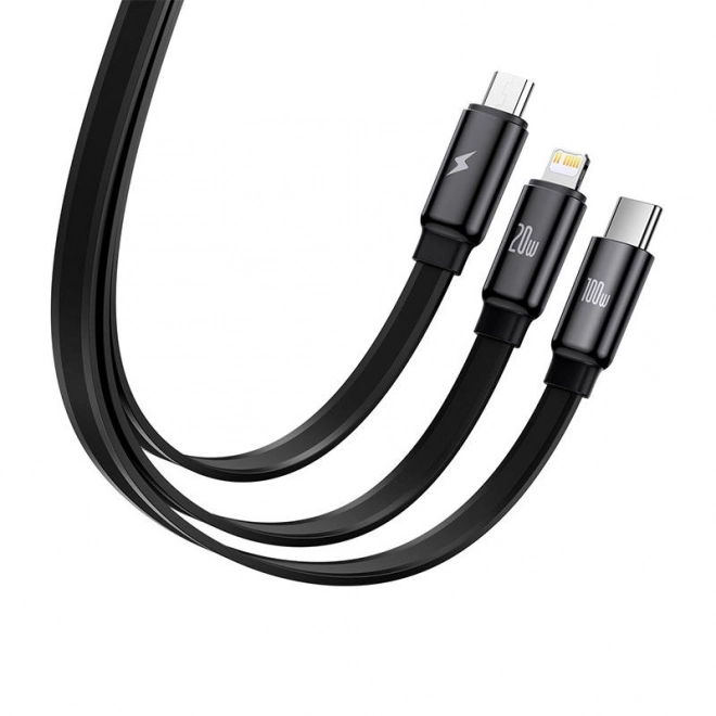 Kabel Baseus Traction 3 v 1 USB-C USB-C / Lightning / Micro 100W 1,7 m (černý)