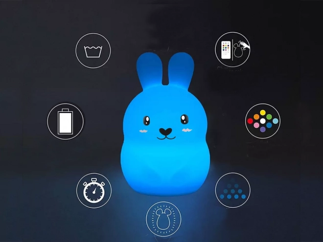 Dětské led noční světlo králík touch rgb dálkové ovládání