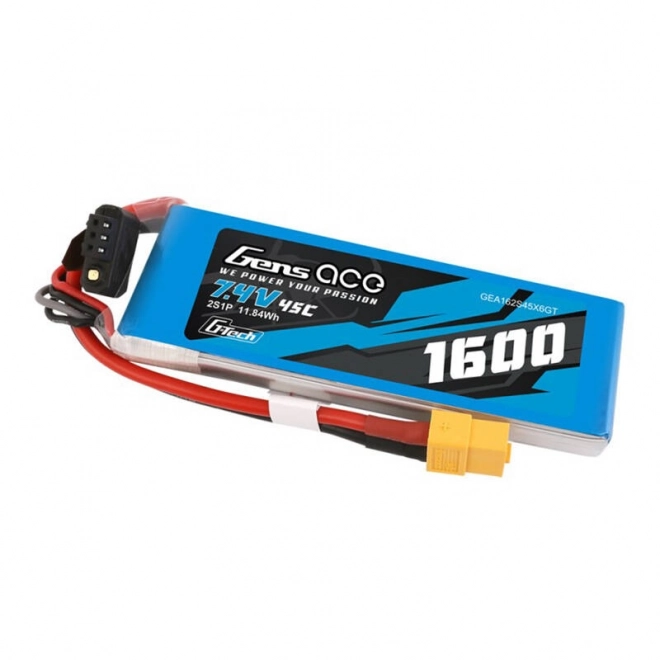 GensAce G-Tech LiPo 1600mAh 7,4V 45C 2S1P baterie s konektorem XT60