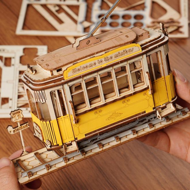 Retro Tramvaj - 3D dřevěná stavebnice