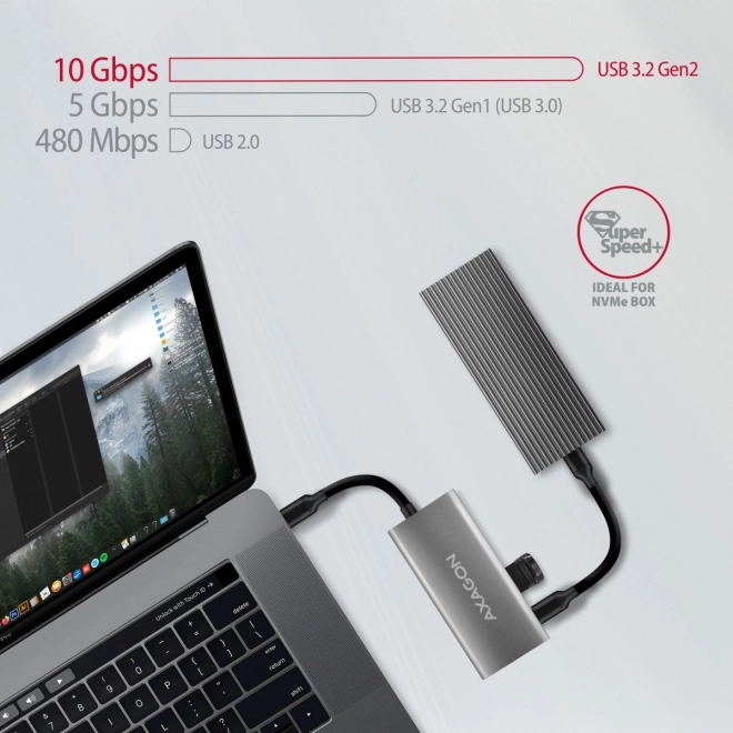 HMC-4G2 Rozbočovač 2x USB-A + 2x USB-C, rozbočovač USB-C 3.2 Gen 2 10Gbps, 13cm kabel USB-C