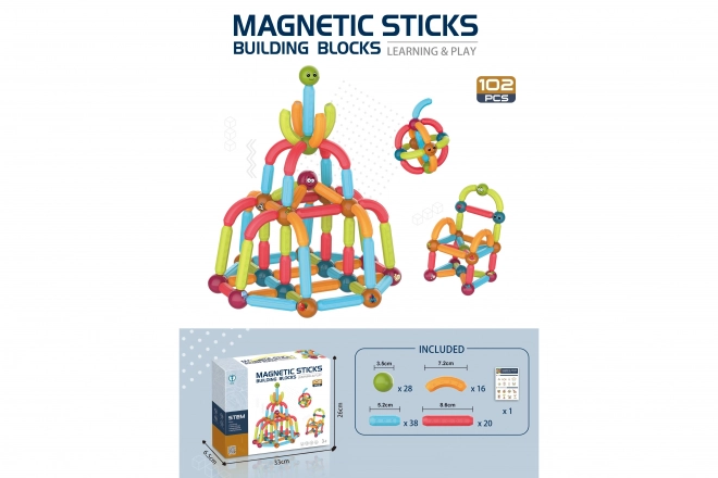 Magnetické stavebnice - sada 102 kusů