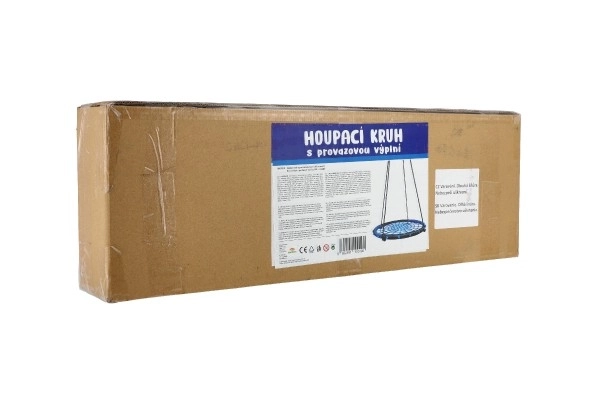 Houpací kruh 100 cm provazový výplet v krabici 75x26x12cm – Modrý