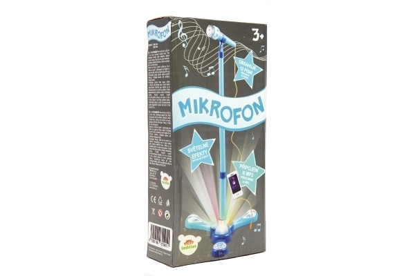 Mikrofon karaoke plast na baterie se světlem se zvukem v krabici 17x34x7cm – Růžový