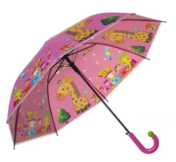 Dětský vystřelovací deštník 66 cm – Růžový se žirafami