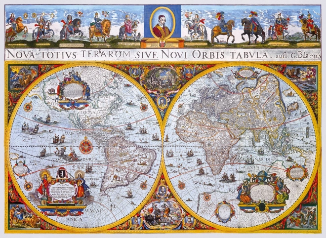 Dřevěné puzzle s figurkami - Nova Terrarum Antique Map, 1010 dílků