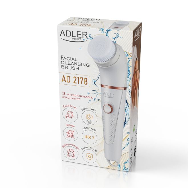 Adler AD 2178 Elektrický masážní kartáček na čištění obličeje 3v1 + vyměnitelné koncovky