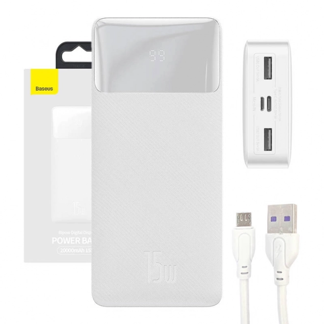 Powerbanka Baseus Bipow 20000mAh, 15W (bílá)