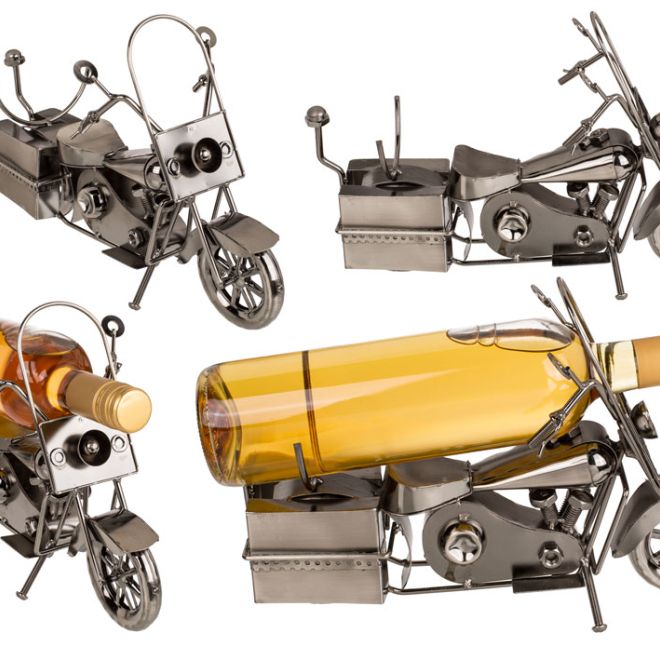 Kovový stojan na víno - motorka