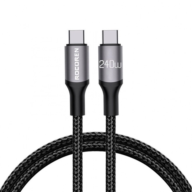 Rychlonabíjecí kabel Rocoren USB-C na USB-C Retro Series 2m 240W (šedý)