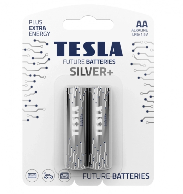 Alkalické baterie Tesla Silver+ LR6 AA 2ks