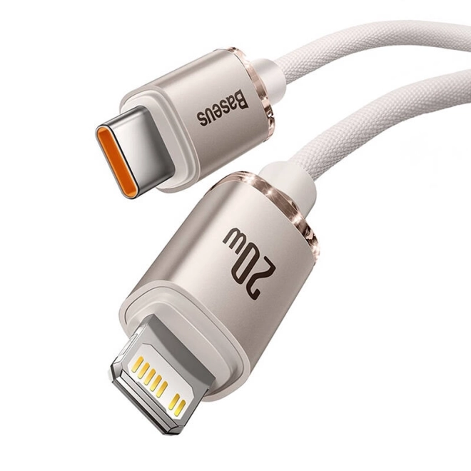 Kabel Baseus Crystal Shine USB-C k iP, 20 W, 1,2 m (růžový)