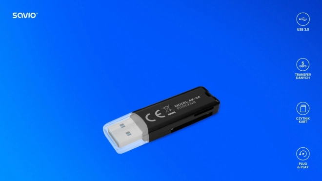 Čtečka karet SD, USB 3.0, 5 Gb/s, AK-64