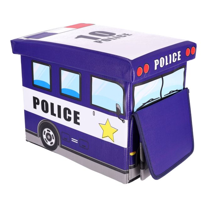 Kontejner na hračky s pufem - Policejní auto