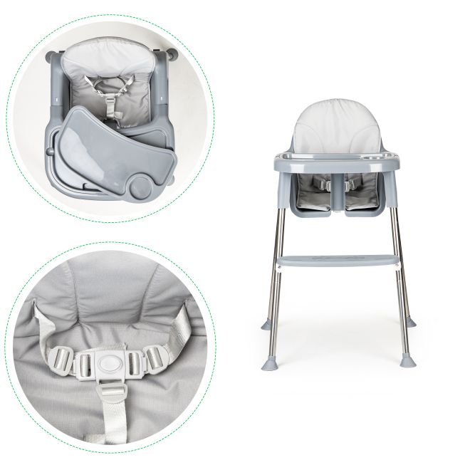 Dětská židlička na krmení 2v1 s podnosem a pásy
