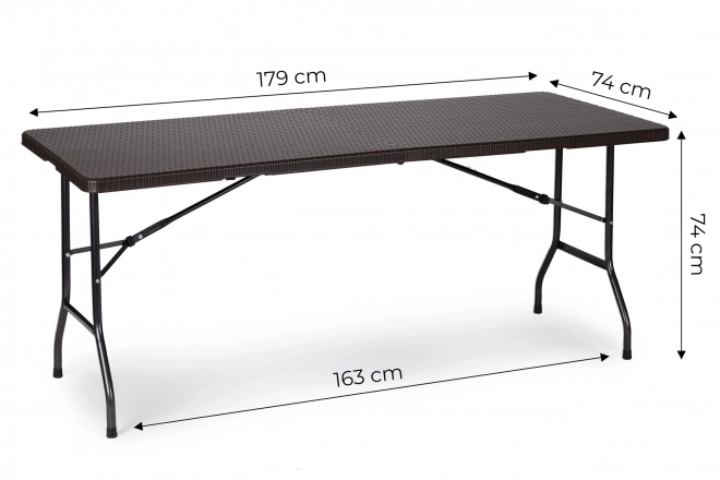 Zahradní banketový cateringový stůl skládací 180 cm ratan