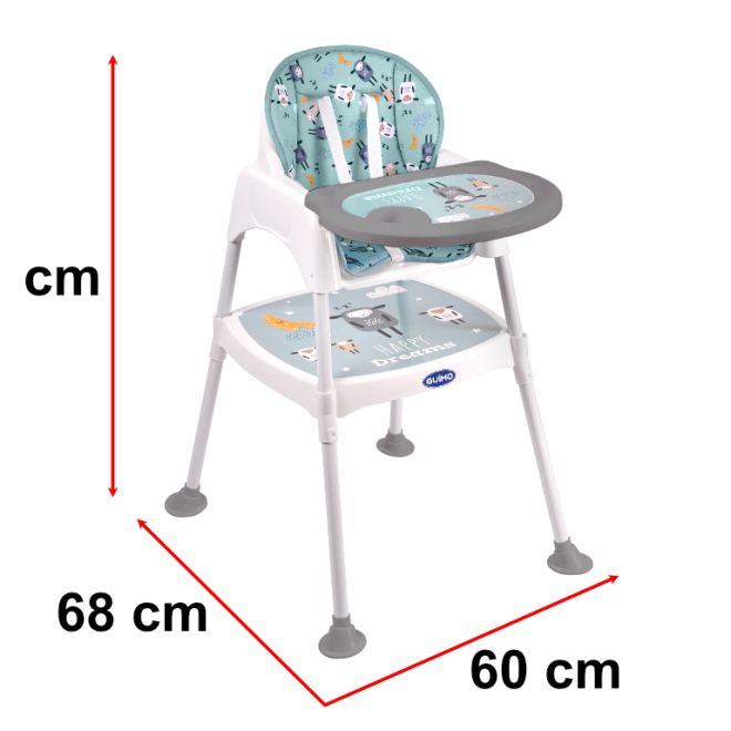 Dětská jídelní židlička 3v1 zelená