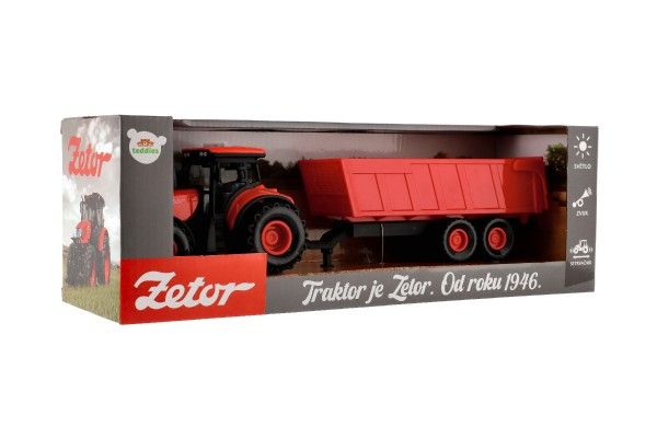 Červený traktor Zetor s valníkem se zvukovými a světelnými efekty - 36 cm