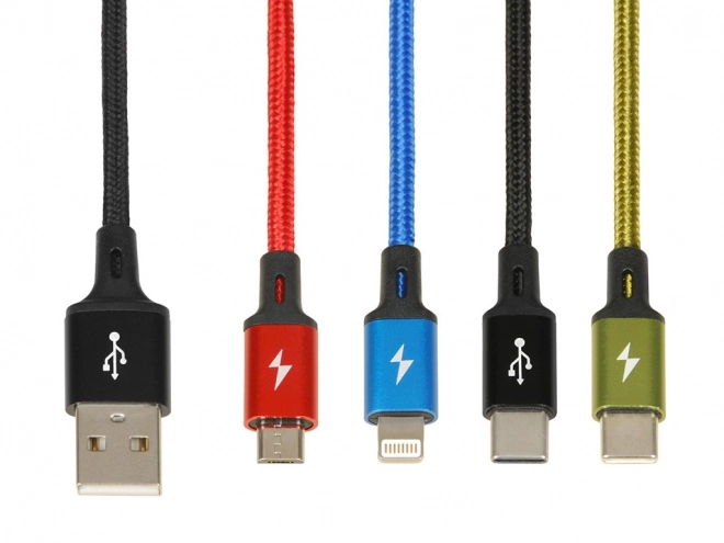 4v1 usb kabel 2xusb-c, microusb, lightning