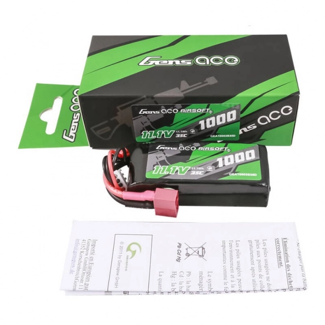 Gens ace 35C 1000mAh 3S1P 11.1V Airsoft Gun Lipo baterie s T konektorem