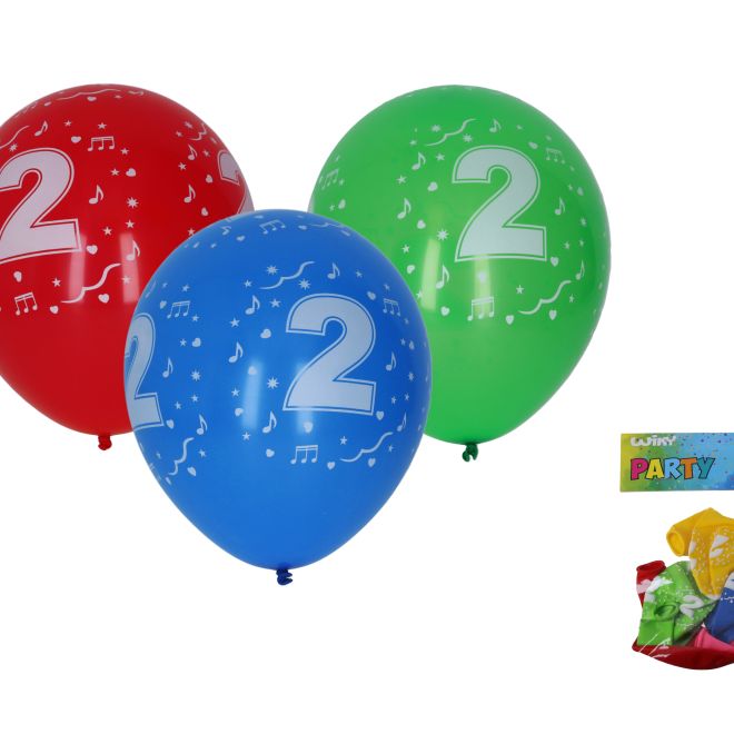 Balónek nafukovací s číslem 2 30cm - 5 kusů