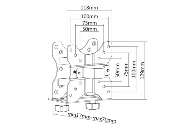 Držák pro montáž MiniPC za monitor, VESA 75x75, 100x100, max. zatížení: 5 kg