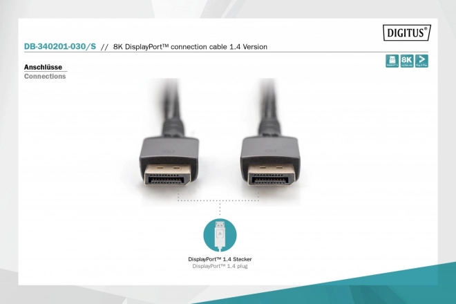 Propojovací kabel PREMIUM DisplayPort 8K60Hz UHD DP/DP M/M 3 m černý