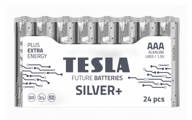 Alkalické baterie Tesla Silver+ LR03 AAA 1.5V - balení 10 ks