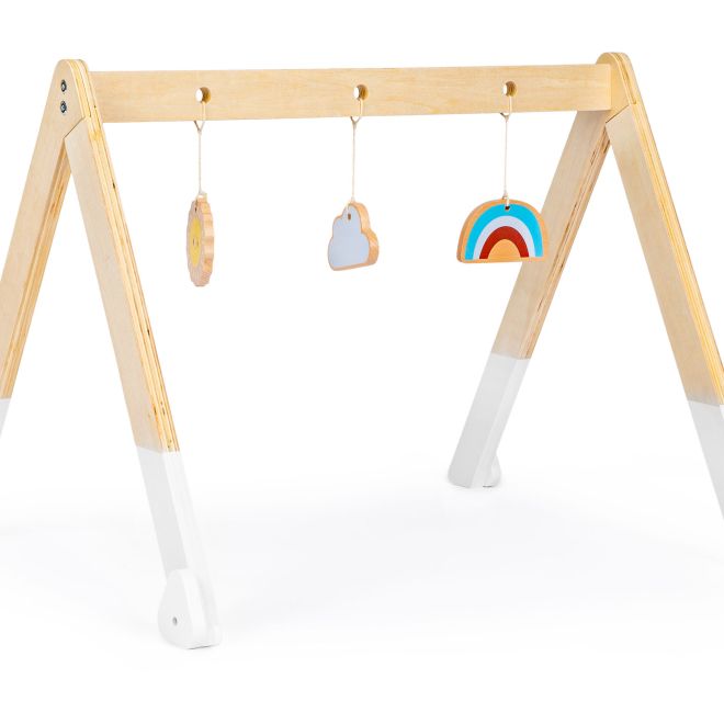 Vzdělávací gymnastický dřevěný stojan + hračky