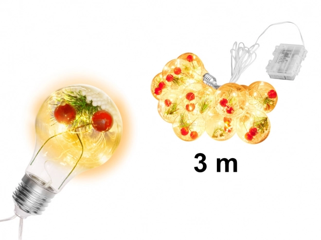 LED bílé teplé řetězové osvětlení ve tvaru žárovek - 3 m, 10 LED