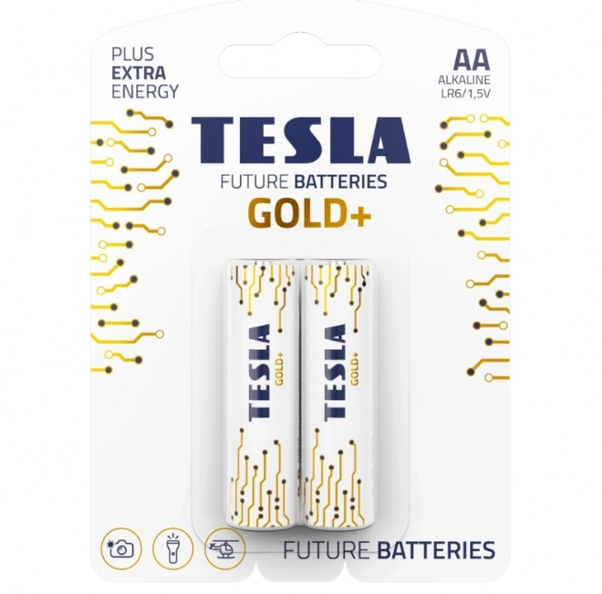 Alkalická baterie Tesla Gold+ 1,5V (2 kusy)