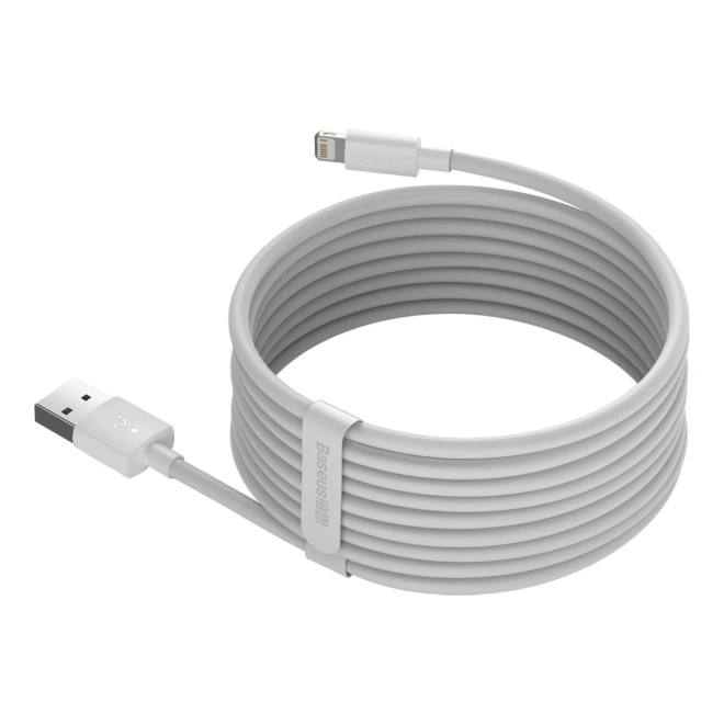 Baseus Simple Wisdom Data Cable Kit USB to Lightning 2.4A (2PCS/Set）1.5m - bílý