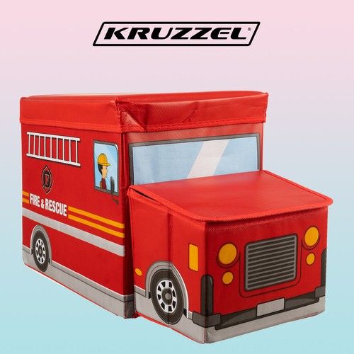 Hasiči skládací taburetka / truhla na hračky - Kruzzel 22489