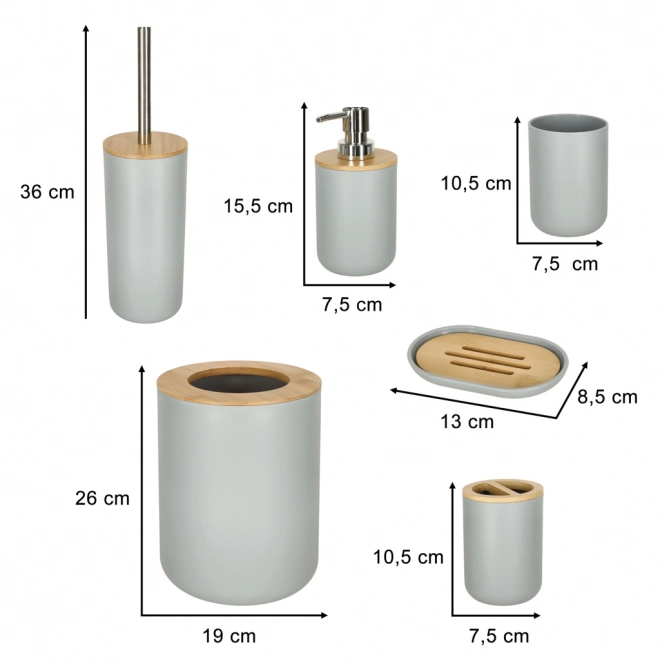 Koupelnová sada dávkovačů kartáčků sada 6 kusů šedá