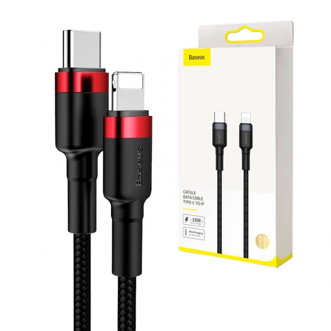 Kabel Baseus Cafule Type-C k iP PD 18W 1m - červeno-černý