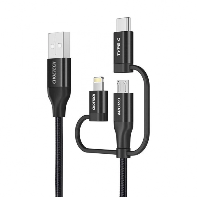 Nabíjecí kabel Choetech 3v1 USB-A/Lightning/Micro USB/USB-C černý