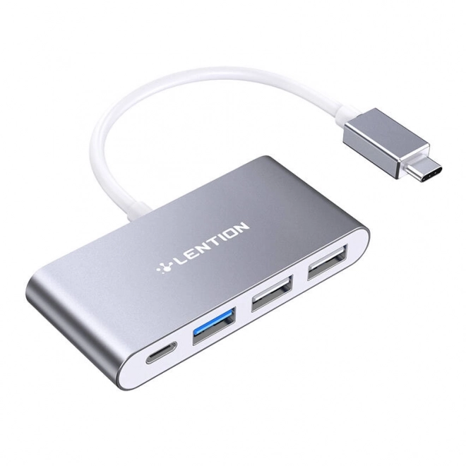 Rozbočovač 4v1 Lention USB-C na USB 3.0 + 2x USB 2.0 + USB-C (šedý)